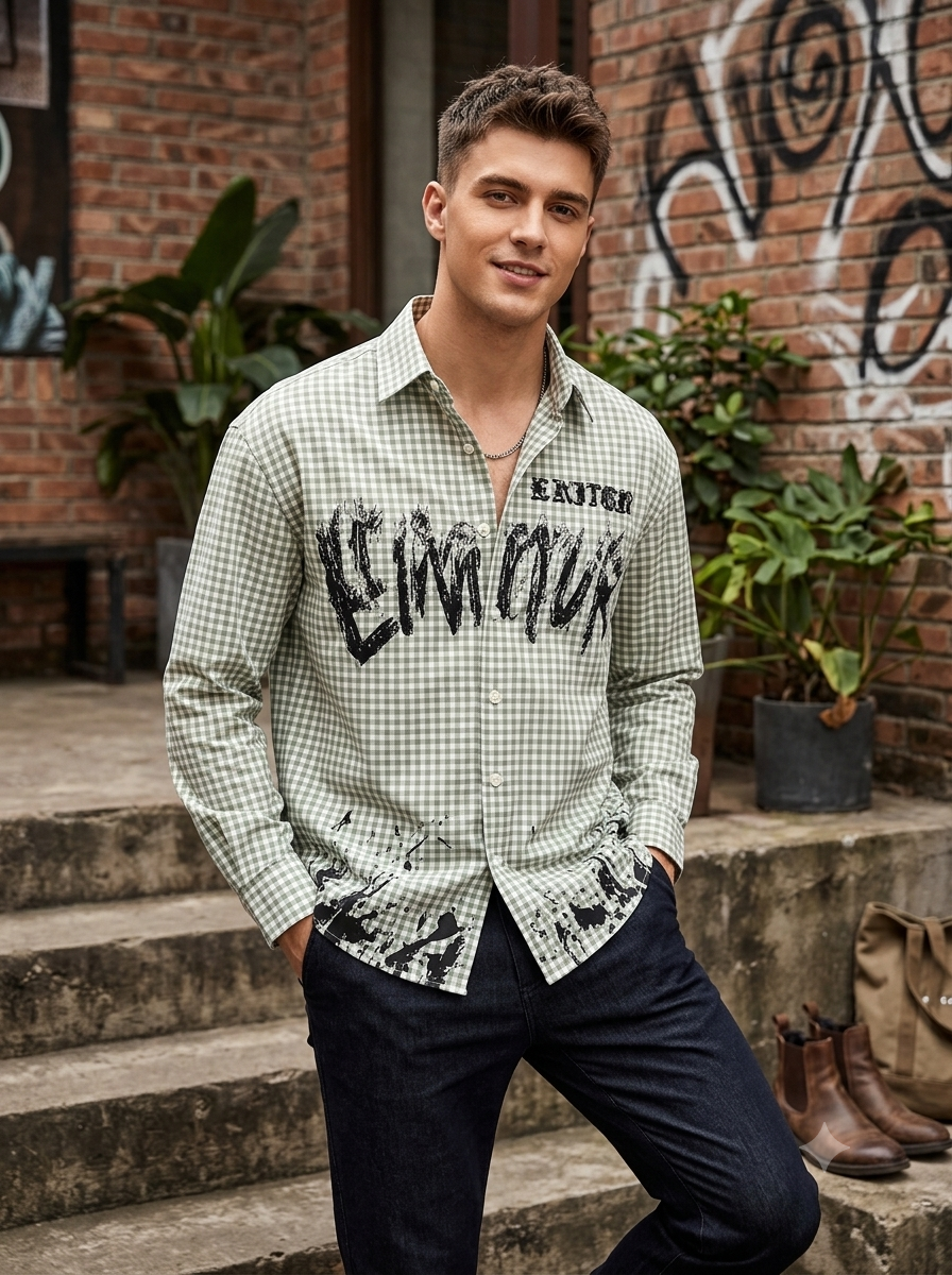 Men's Pink Printed Casual Shirt