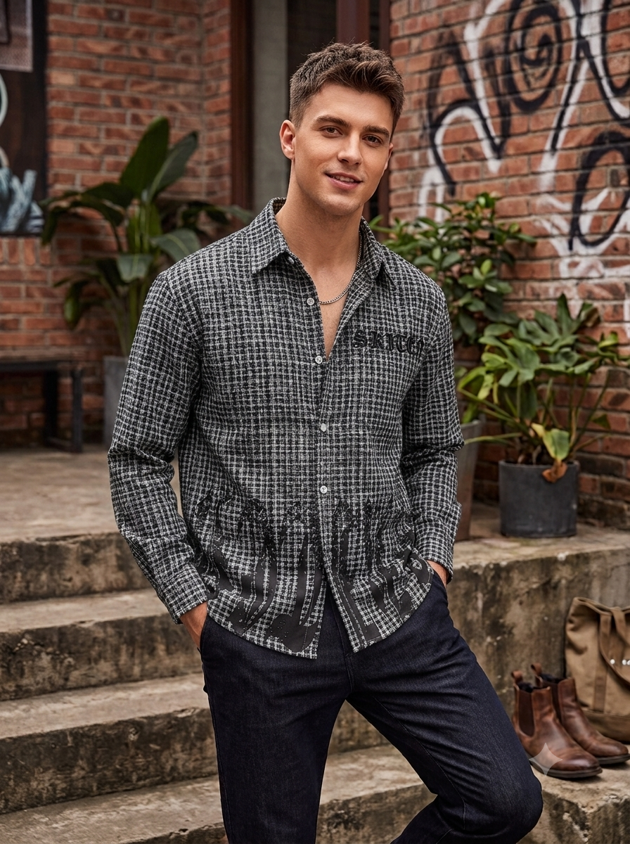 Men's Pink Printed Casual Shirt