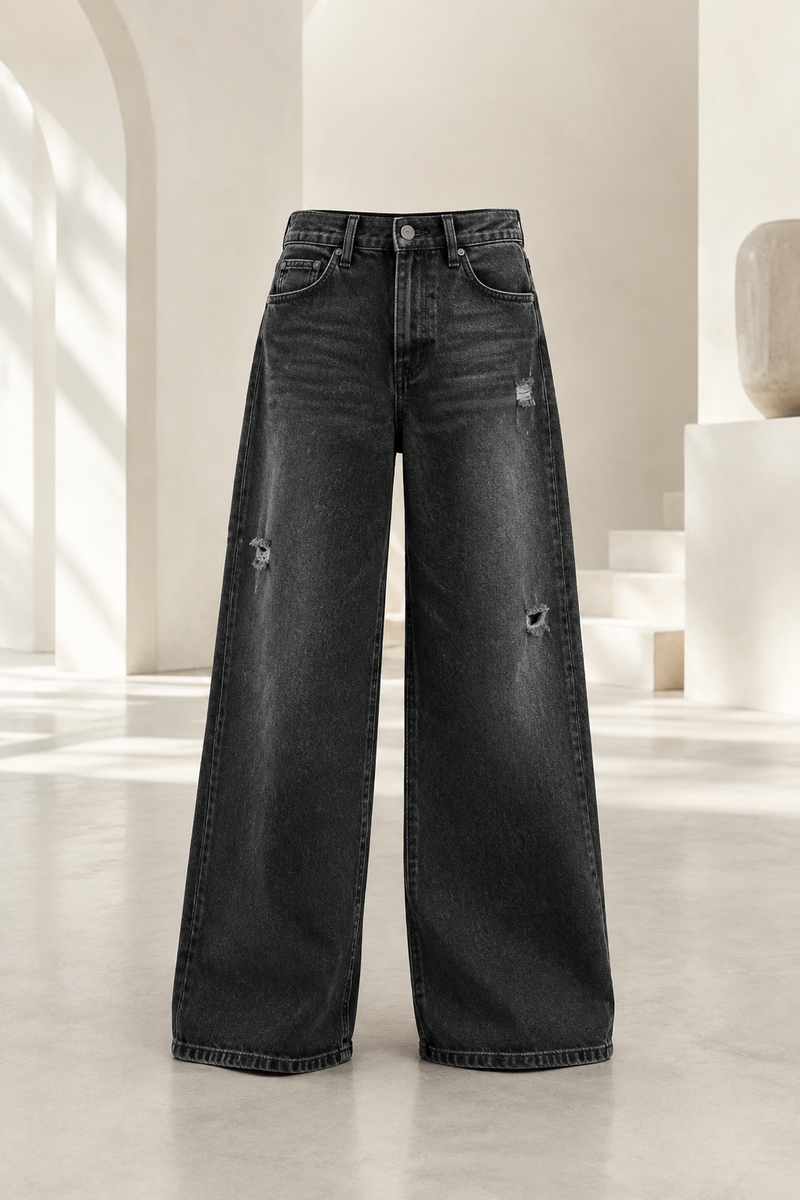 Charcoal Wide-Leg Denim